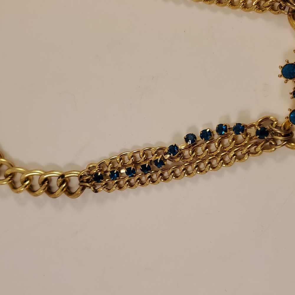 Betsy Johnson "The Eyes Have It" Gold & Blue Eye Pendant Necklace  (H&S) - Picture 3 of 7